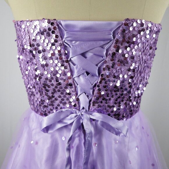 Women's Short Sparkly Homecoming Dresses Sequins Party Gowns Lilac Size 8 - Picture 6 of 14